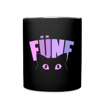 5th birthday girl 5 years old kitten cat - Full Colour Mug - black - Front
