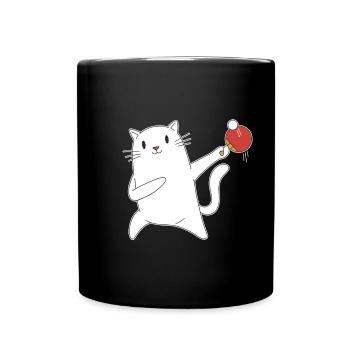 Table Tennis Katze Pingpong Outfit Cat Tischtennis - Full Colour Mug - black - Front