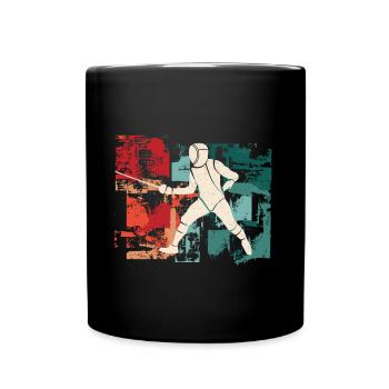 Fencing Fencing Épée Vintage Fencer - Full Colour Mug - black - Front