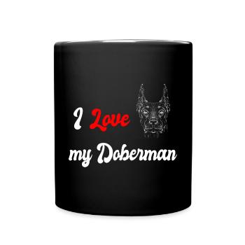 Ich liebe meinen Dobermann - Tasse einfarbig - Schwarz - Vorne