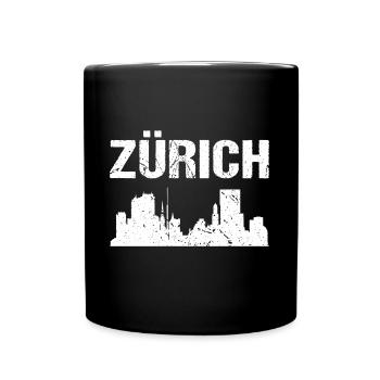 Zürich Skyline Stadt - Tasse einfarbig - Schwarz - Vorne