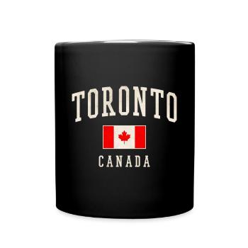Toronto Canada Flag Vintage Print - Full Colour Mug - black - Front