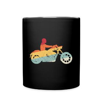 Chopper Motorcycle Cruiser Retro Motorcyclist - Full Colour Mug - black - Front