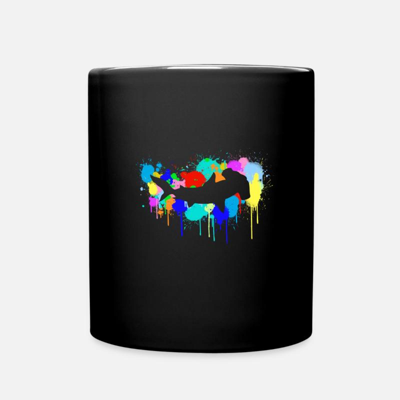 Hammerhead shark graf, organic scuba diving - Full Colour Mug - black