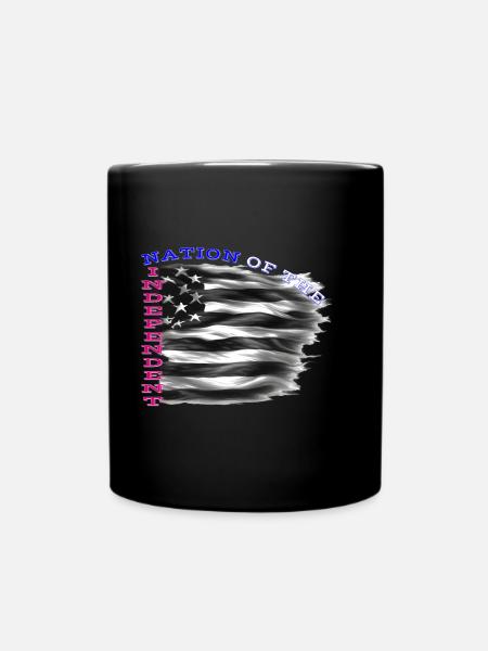 4 July USA Flag - Full Colour Mug - black