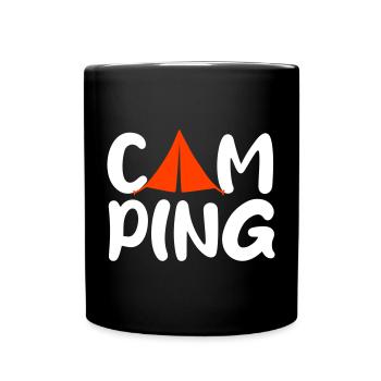 Camping Zelt coole Sprüche Camper Sommer Outdoor - Tasse einfarbig - Schwarz - Vorne