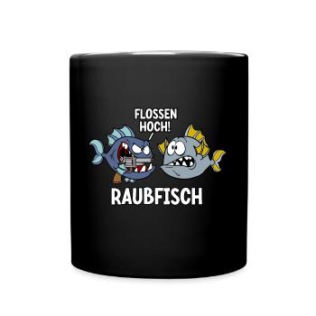 Raubfisch - Tasse einfarbig - Schwarz - Vorne