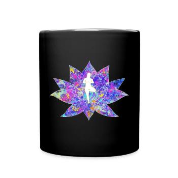 Bunte Lotus Yoga Galaxy Design - Tasse einfarbig - Schwarz - Vorne