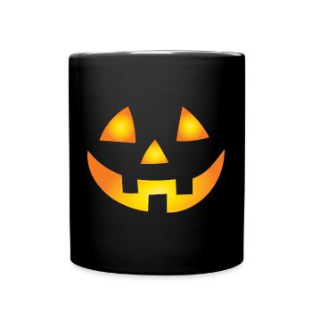 Carved Pumpkin Face - Full Colour Mug - black - Front