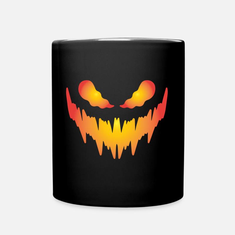 Fiery Pumpkin Face - Full Colour Mug - black