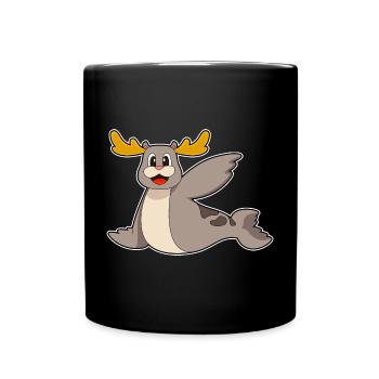 Renne phoque - Mug uni - noir - Devant