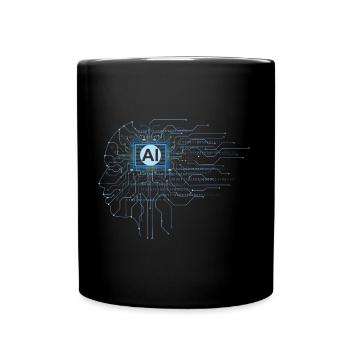 KI künstliche Intelligenz Form eines Kopf Umriss - Tasse einfarbig - Schwarz - Vorne