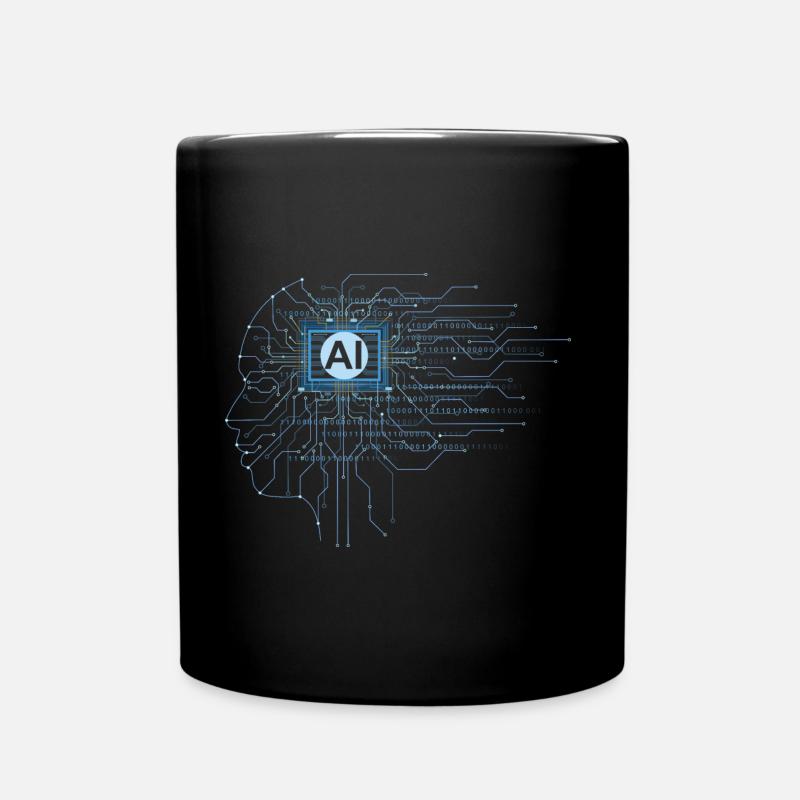 KI künstliche Intelligenz Form eines Kopf Umriss - Tasse einfarbig - Schwarz