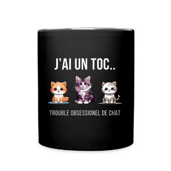 CAT OBSESSION - Full Colour Mug - black - Front