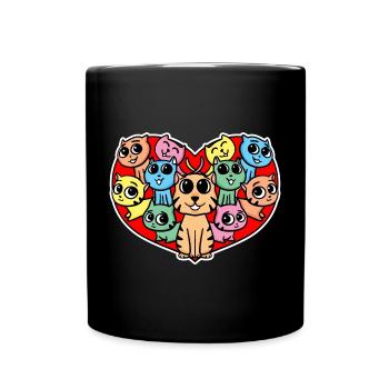 Amour du cœur des chats - Mug uni - noir - Devant