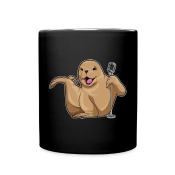 Seehund Sänger Mikrofon Singen - Tasse einfarbig - Schwarz - Vorne