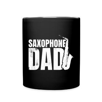 Père saxophoniste - Mug uni - noir - Devant