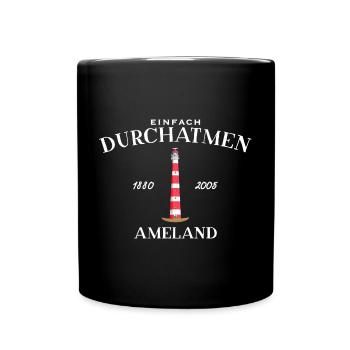 Ameland, Einfach mal Durchatmen, Zeichnung - Tasse einfarbig - Schwarz - Vorne