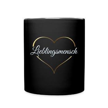 Lieblingsmensch Herzschrift - Tasse einfarbig - Schwarz - Vorne