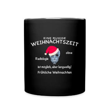 Radiologie, Röntgenbild Schädel lustig Weihnachten - Tasse einfarbig - Schwarz - Vorne