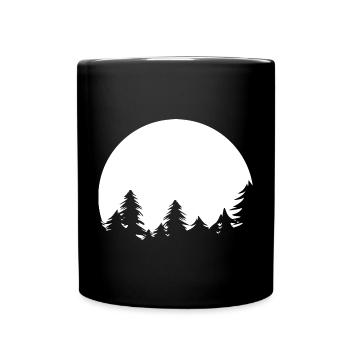 Moon, Forest, Trees, Nature, Shadow, Evening, Tranquility Symbol - Full Colour Mug - black - Front