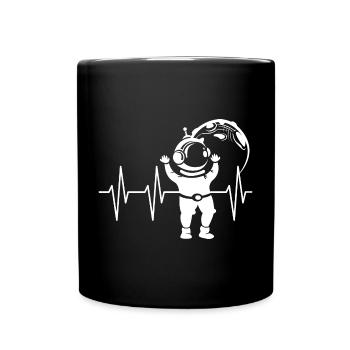 Battement de coeur astronaute bande dessinée pulsation espace ECG symbole - Mug uni - noir - Devant