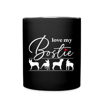 Liebe meinen Bostie Boston Terrier Silhouetten - Tasse einfarbig - Schwarz - Vorne