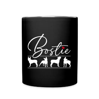 Liebe meinen Bostie Boston Terrier Silhouetten - Tasse einfarbig - Schwarz - Vorne