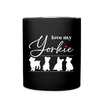 Silhouettes Yorkie Yorkshire Terrier avec lettrage - Mug uni - noir - Devant