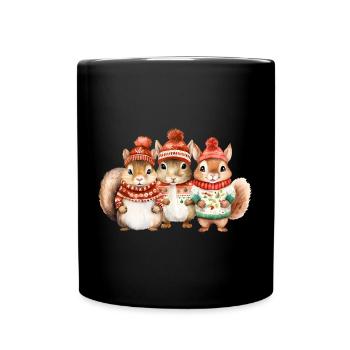 Winter squirrel trio - Full Colour Mug - black - Front