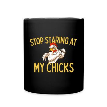 Stop Staring At My Chicks Farmer Boy - Full Colour Mug - black - Front