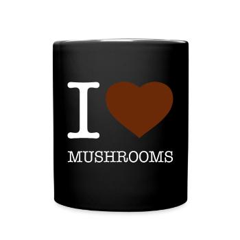 I LOVE MUSHROOMS - Full Colour Mug - black - Front