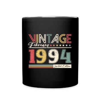 30. Geburtstag Vintage Februar Jahrgang 1994 - Tasse einfarbig - Schwarz - Vorne