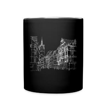 Ville Croquis Ligne Art Scène de rue - Mug uni - noir - Devant