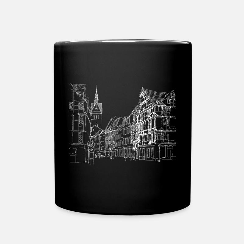 Stadtskizze Linie Kunst Straßenszene - Tasse einfarbig - Schwarz