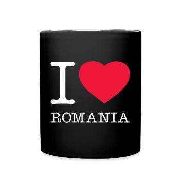 I LOVE ROMANIA Rumänien - Tasse einfarbig - Schwarz - Vorne