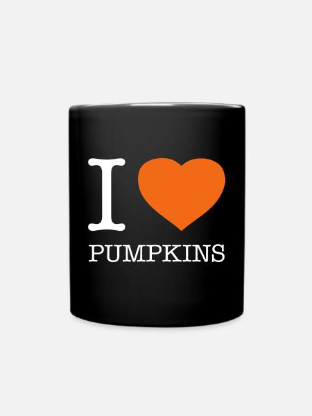 I LOVE PUMPKINS Kürbis Kürbisse - Tasse einfarbig - Schwarz
