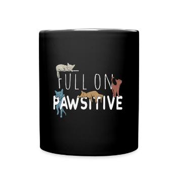Full On Pawsitive! Chilled Retro Cats Word Game - Full Colour Mug - black - Front