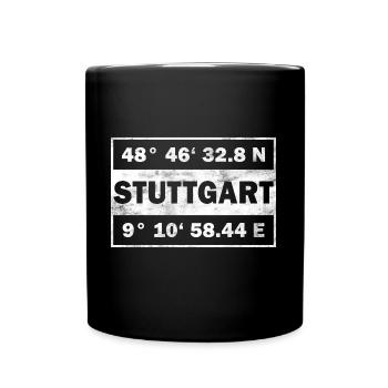 Stuttgart Koordinaten Stadt Stuttgart - Tasse einfarbig - Schwarz - Vorne
