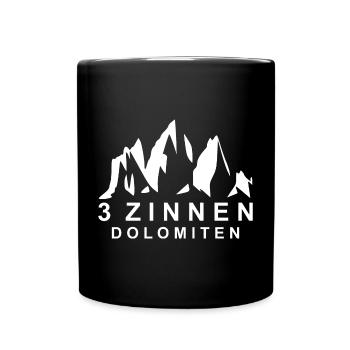Drei Zinnen Dolomiten - Tasse einfarbig - Schwarz - Vorne
