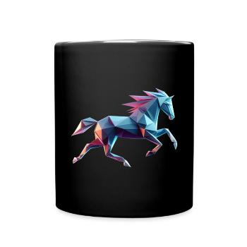 cheval au galop origami géométrique 3d neon - Mug uni - noir - Devant