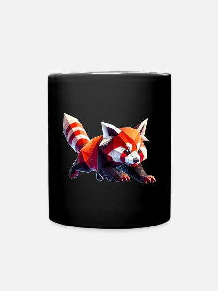 panda roux origami géométrique 3d - Mug uni - noir