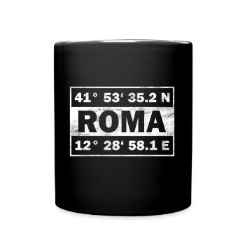 Roma Koordinaten Italien Stadt Rom - Tasse einfarbig - Schwarz - Vorne