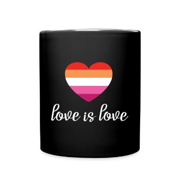 LGBT Pride Month - Love is Love (Lesbian Heart) - Full Colour Mug - black - Front