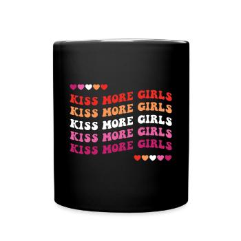 LGBTQ Pride Month - Lesbian Love - Kiss More Girls - Full Colour Mug - black - Front