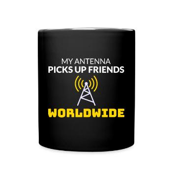 Amateur Ham Radio Operator Radio Waves Frequency - Full Colour Mug - black - Front