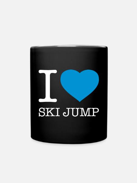 I LOVE SKI JUMP Skispringen - Tasse einfarbig - Schwarz