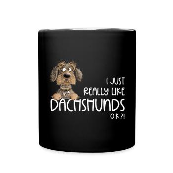 Drôle de teckel à poil dur chien teckel disant chiens - Mug uni - noir - Devant