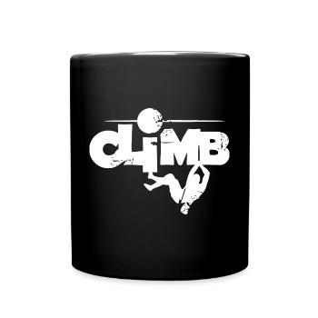 climb klettern Kletterschule Felsen Berge Symbol - Tasse einfarbig - Schwarz - Vorne