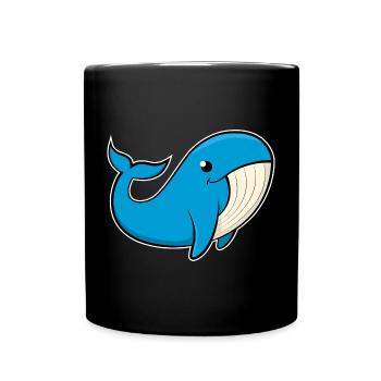 Cheerful image of a blue whale - Full Colour Mug - black - Front